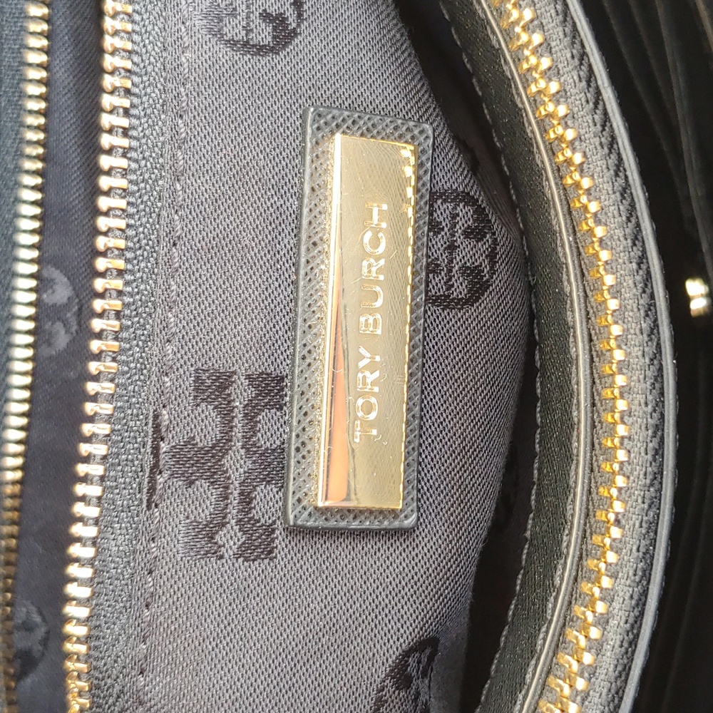 Tory Burch Saffiano Black Leather Dome Satchel Bag with Shoulder Strap - Picture 9 of 17